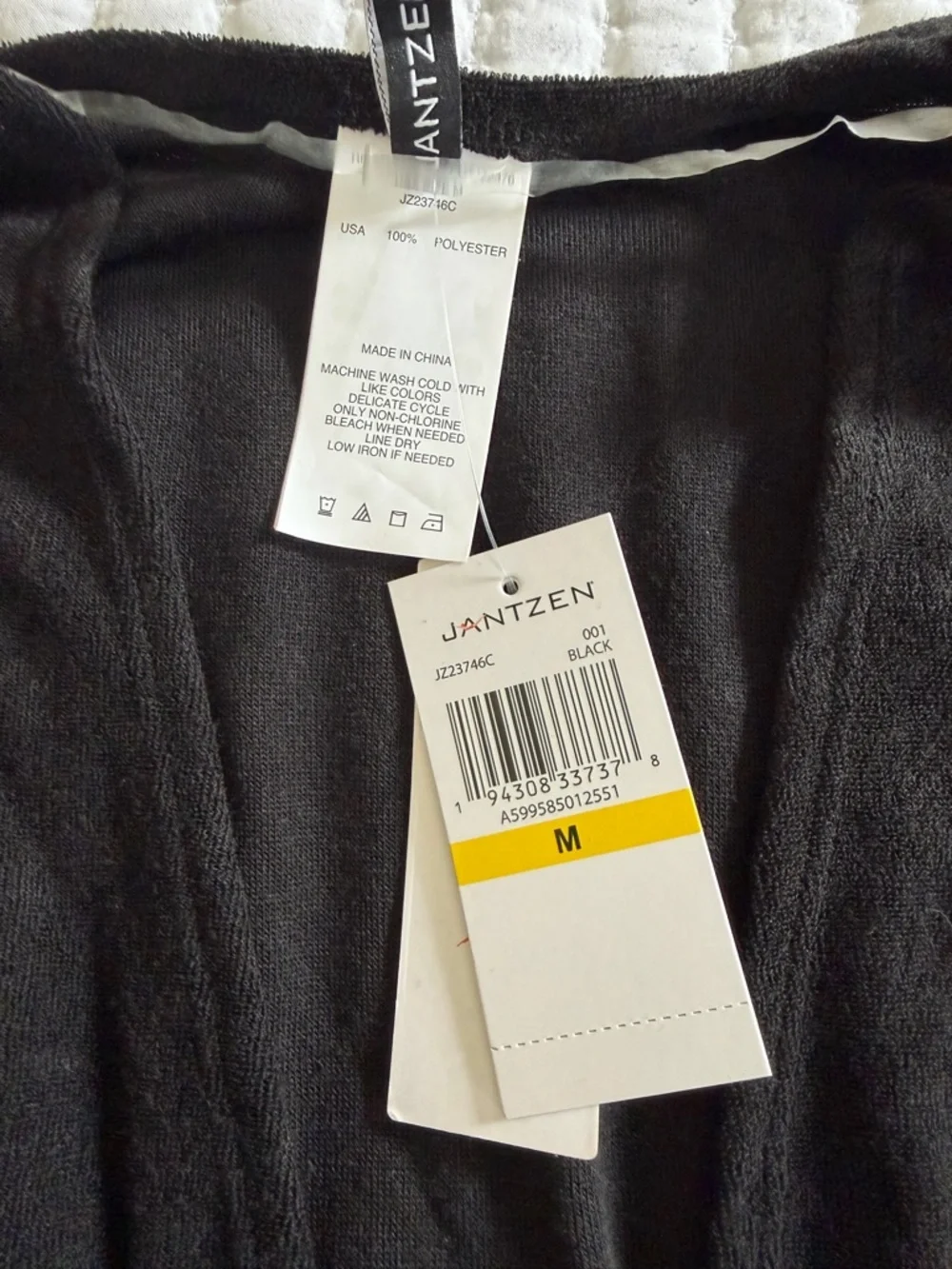 NWT Jantzen Black Sleeveless Cover Up Dress M Beach Resort Swim Tie Waist